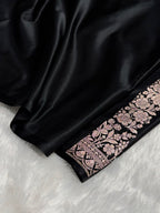Banarasi Mashru Satin Silk Saree Boota With Minakari Pattern in Black Shades MSK01