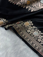Banarasi Mashru Satin Silk Saree Boota With Minakari Pattern in Black Shades MSK01