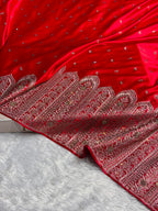 Bridal Banarasi Mashru Satin Silk Saree  Skirt Pattern with Swarovski Work BMSC02