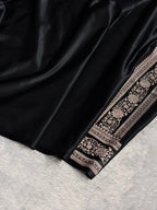 Banarasi Mashru Satin Silk Saree Cross Pattern Black Shades MSK13