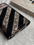 Banarasi Mashru Satin Silk Saree Cross Pattern Black Shades MSK13