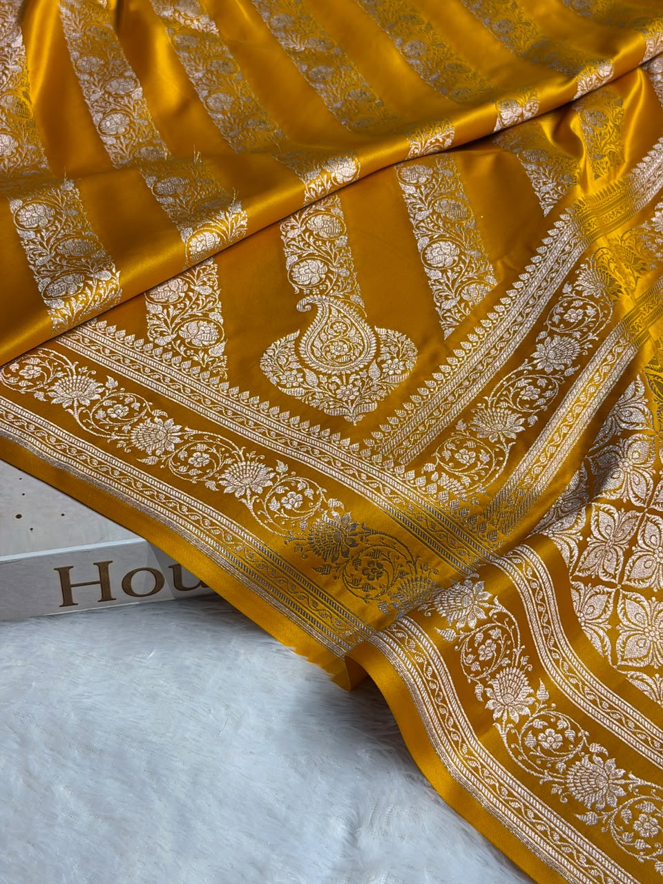 Banarasi Mashru Satin Silk Saree Cross Pattern MSK13