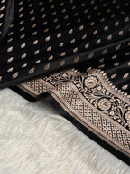 Banarasi Mashru Satin Silk Saree Booti Pattern in Black Shades MSK10