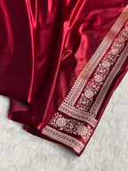 Banarasi Mashru Satin Silk Saree Booti Pattern in Chocolate Shades MSK09