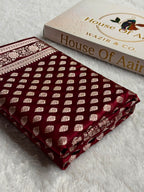 Banarasi Mashru Satin Silk Saree Booti Pattern in Chocolate Shades MSK09