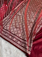 Banarasi Mashru Satin Silk Saree Booti Pattern in Chocolate Shades MSK09