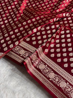 Banarasi Mashru Satin Silk Saree Booti Pattern in Chocolate Shades MSK09