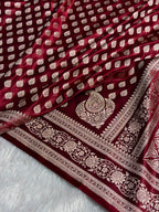 Banarasi Mashru Satin Silk Saree Booti Pattern in Chocolate Shades MSK09