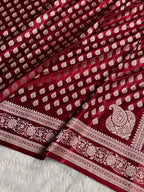 Banarasi Mashru Satin Silk Saree Booti Pattern in Chocolate Shades MSK09