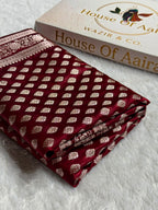 Banarasi Mashru Satin Silk Saree Booti Pattern in Chocolate Shades MSK09