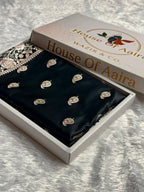 Banarasi Mashru Satin Silk Saree Buti Pattern in Black Shades MSK08