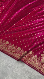Banarasi Satin Silk Saree Booti Pattern in Cross Rani Shades SS10
