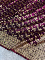 Banarasi Satin Silk Saree Jaal Pattern in Wine Shades SS13