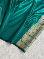 Banarasi Satin Silk Saree Jaal Pattern in Rama Shades SS14
