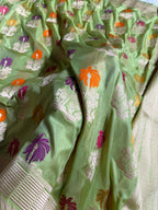 Banarasi Pure Katan Silk Saree with Minakari Boota Pattern in Pista Green Shades Shades PKM06