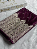 Banarasi Mashru Satin Silk Saree with Scallop Pattern In Deep Wine Shades MSC02