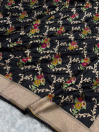 Banarasi Pure Katan Silk Saree with Minakari Jaal Pattern in Black Shades Shades PKM01