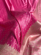 Banarasi Mashru Satin Silk Saree Tanchoi Pattern Baby Pink Shades MSK20