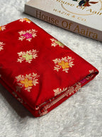 Banarasi Pure Katan Silk Saree with Minakari Boota Pattern in Red Shades PKM10