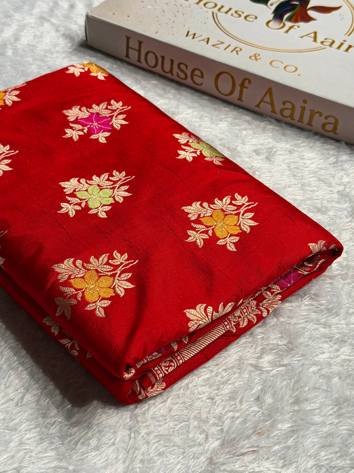 Banarasi Pure Katan Silk Saree with Minakari Boota Pattern in Red Shades PKM10