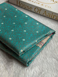 Banarasi Mashru Satin Silk Saree Tanchoi Pattern Contrast Sea Green with Rani Shades MSK34