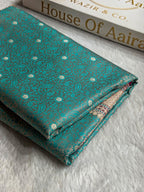 Banarasi Mashru Satin Silk Saree Tanchoi Pattern Contrast Sea Green with Rani Shades MSK34