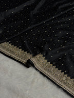 Bridal Banarasi Mashru Satin Silk Saree  Tanchoi Pattern with Swarovski Work In Black Shades BMSK07