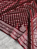 Banarasi Mashru Satin Silk Saree Booti Pattern Garnet Shades MSK16