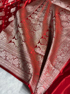 Banarasi Satin Katan Silk Saree Jaal Pattern in Maroon Shades SK16