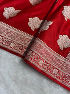 Banarasi Mashru Satin Silk Saree Boota Pattern Red Shades MSK15