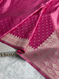 Banarasi Mashru Satin Silk Saree Tanchoi Pattern Baby Pink Shades MSK20