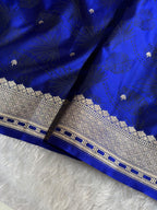 Banarasi Mashru Satin Silk Saree Tanchoi Pattern Royal Blue Shades MSK35