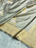 Banarasi Pure Katan Silk Saree Handwoven Kaduwa Boota Pattern with Minakari work in Beige Shades PKH03
