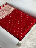 Banarasi Mashru Satin Silk Saree Booti Pattern Red Shades MSK18
