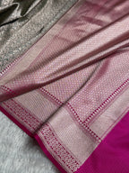 Banarasi Satin Katan Silk Saree Brocade Pattern in Rani Shades SK10