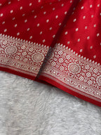 Banarasi Mashru Satin Silk Saree Booti Pattern Red Shades MSK18