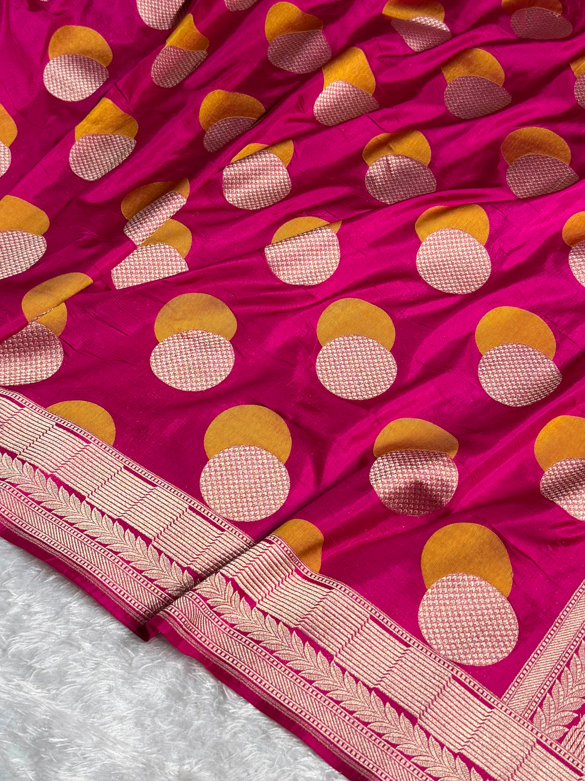 Banarasi Pure Katan Silk Saree with Minakari Ball Boota Pattern in Pink Shades PKM08