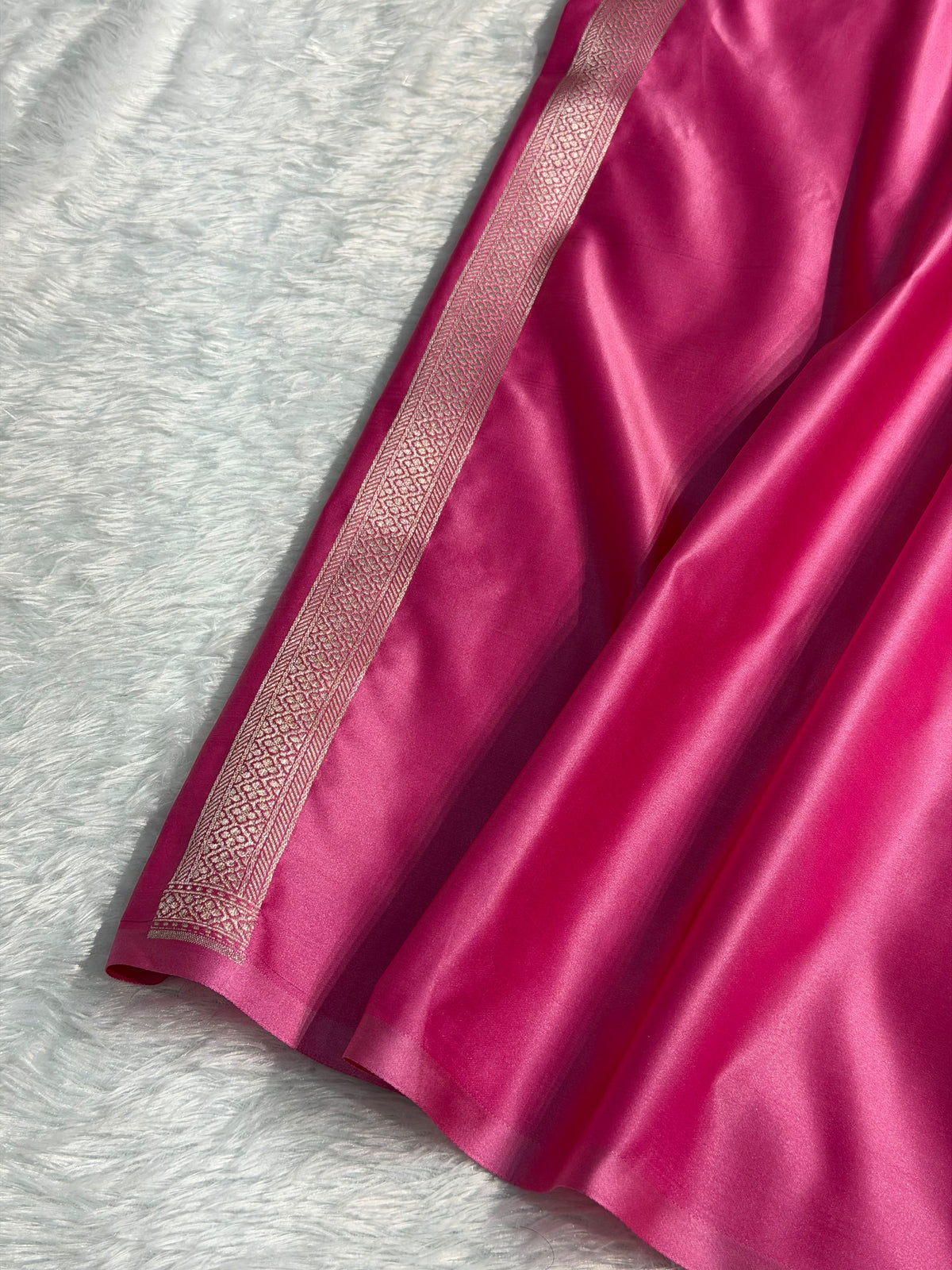 Banarasi Mashru Satin Silk Saree Tanchoi Pattern Baby Pink Shades MSK20