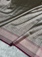 Banarasi Satin Katan Silk Saree Brocade Pattern in Rani Shades SK10