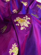 Banarasi Pure Katan Silk Saree Handwoven Kaduwa Boota Pattern with Minakari work in Cross Purple Shades PKH05