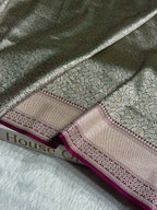 Banarasi Satin Katan Silk Saree Brocade Pattern in Rani Shades SK10