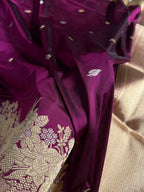 Banarasi Pure Katan Silk Saree Handwoven Kaduwa Boota Pattern with Minakari work in Wine Shades PKH02