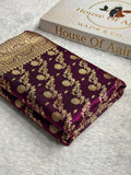 Banarasi Satin Silk Saree Jaal Pattern in Wine Shades SS13