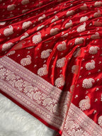 Banarasi Satin Katan Silk Saree Jaal Pattern in Maroon Shades SK16