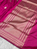 Banarasi Pure Katan Silk Saree Handwoven Kaduwa Boota Pattern with Minakari work in Pink Shades PKH08