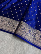 Banarasi Mashru Satin Silk Saree Booti Pattern Royal Blue Shades MSK18
