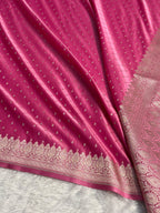 Banarasi Mashru Satin Silk Saree Tanchoi Pattern Baby Pink Shades MSK20