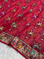 Banarasi Pure Chiffon Georgette Silk Saree with Minakari Work Pattern in Maroon Shades PCG01