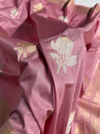 Banarasi Pure Katan Silk Saree Handwoven Kaduwa Boota Pattern with Minakari work in Baby Pink Shades PKH10
