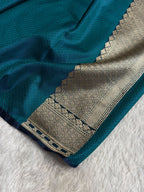 Banarasi Mashru Satin Silk Saree Tanchoi Pattern Peacock Shades MSK35
